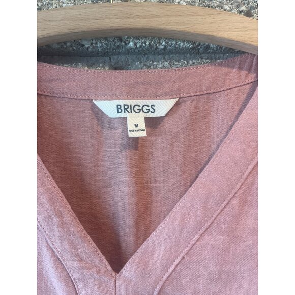 Linen Blend V-Neck Short-Sleeve Dress In Dusty Pink - Picture 2 of 6